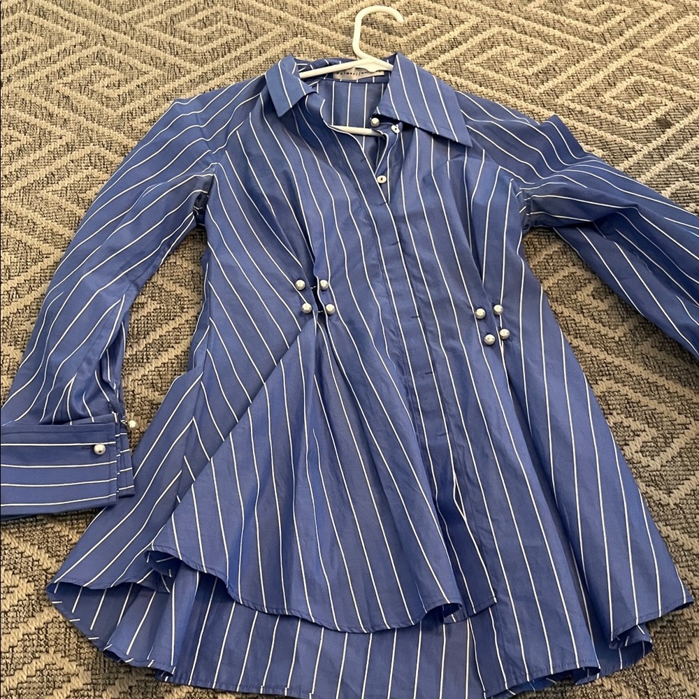Chic Blue Striped Women's Blouse